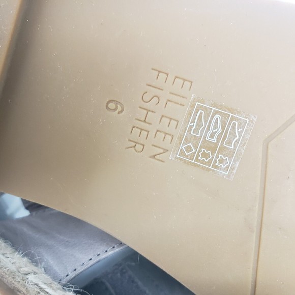 Eileen Fisher Max Womens Leather Ankle Strap Espadrilles Sandals cement grey 6 - Picture 13 of 14